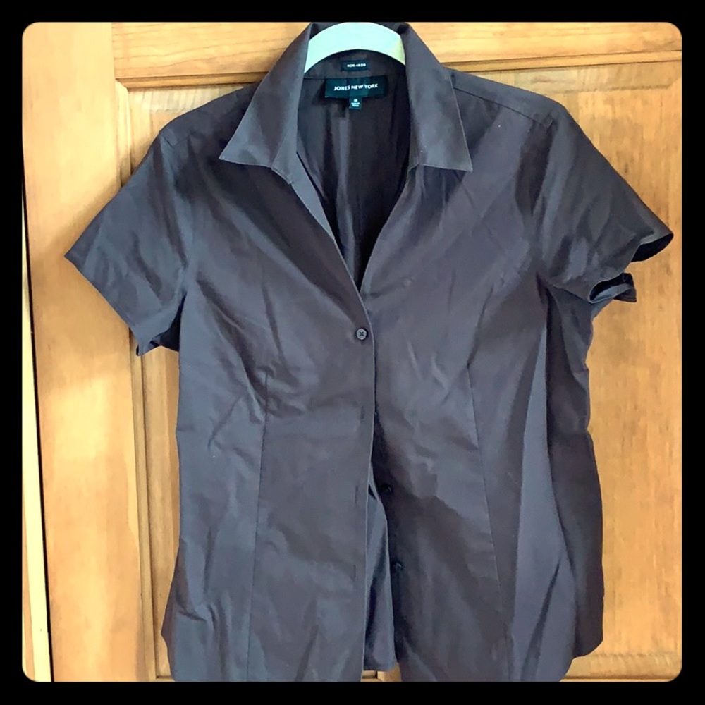 Brown short sleeve blouse